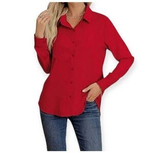 AISEW Red Button Down Shirts SZ.L NWT.